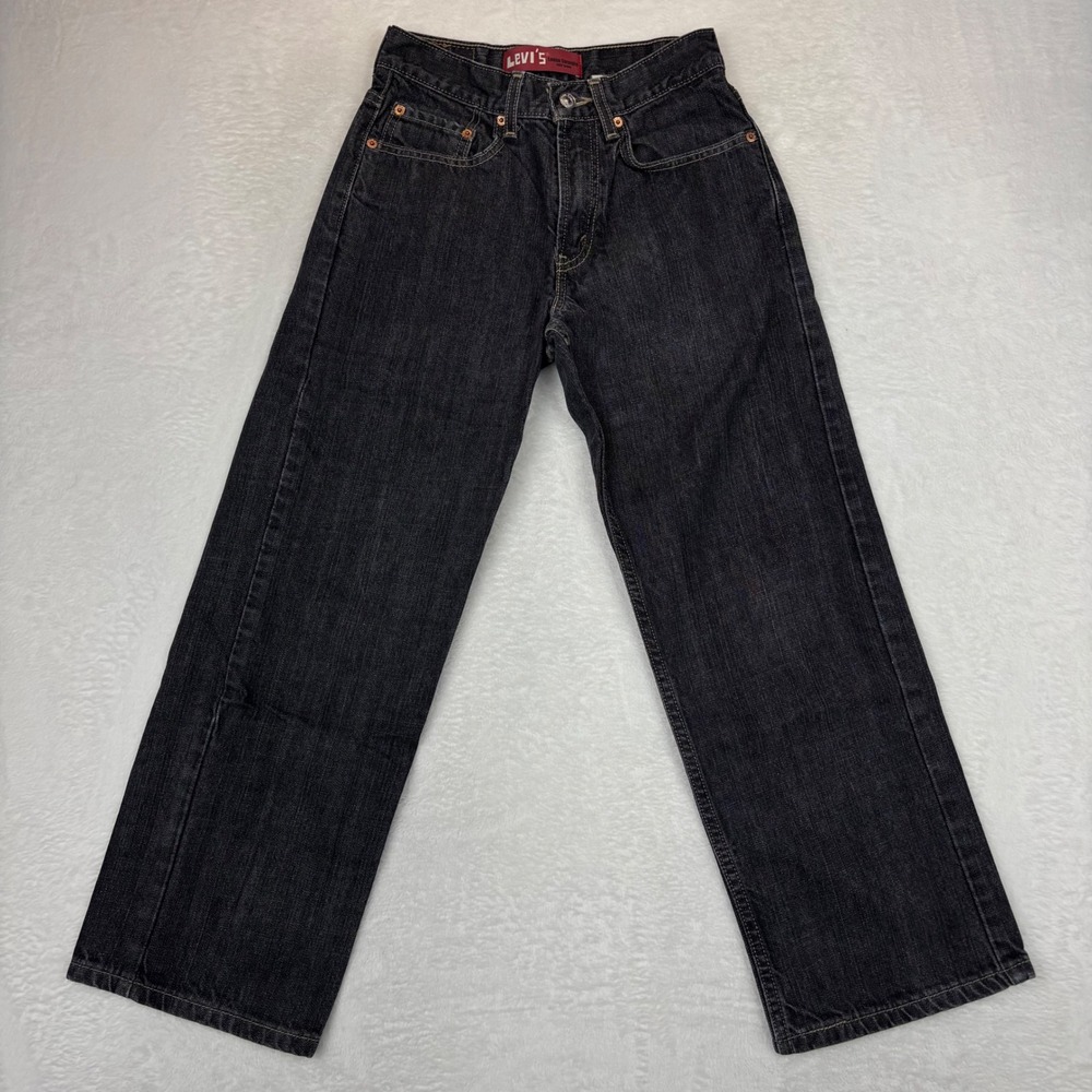 Levis 569 Womens 12 26x26.5 Fuzzy Black Faded Jeans Grungy Rocker Denim